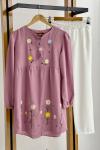 Nakış İşlemeli Keten Tunik Rosse  PKL975