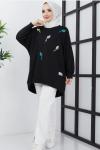 Nakış işlemeli tunik siyah SLT3011