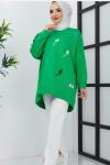 Nakış işlemeli tunik yeşil  SLT3011