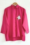 Nakış işlemeli Poplin Kumaş Tunik Fuşya  SLT 30245