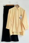 Nakış işlemeli Poplin Kumaş Tunik  Sarı  SLT 30245