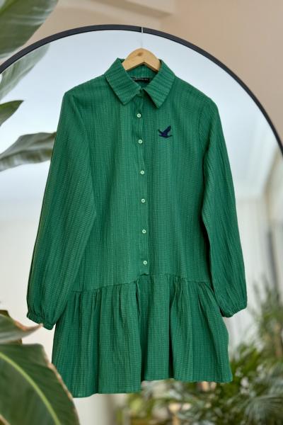 Nakışlı Kuş işleme tunik Yeşil NEW30276