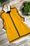 nfs 357 dikey cizgili cepli triko tunik hardal