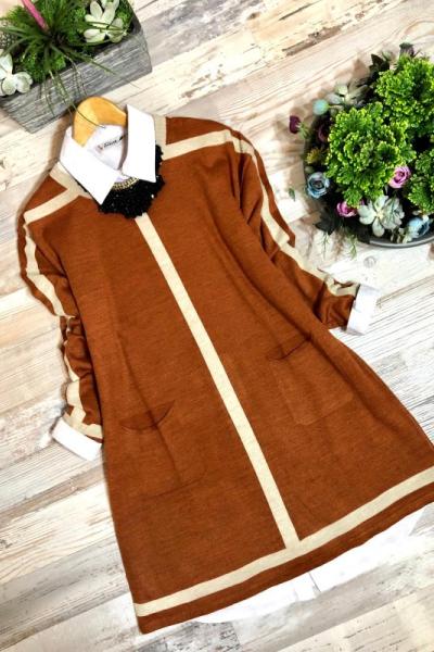 nfs 357 dikey cizgili cepli triko tunik  tarcın