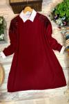 nfs385 omuz pulpayet triko tunık  bordo