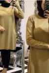 nfs385 omuz pulpayet triko tunik camel