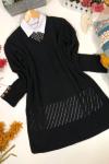 NFS444 KOL DÜĞMELİ TRİKO TUNİK SİYAH