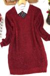 NFS473 PULLU SELANIK TRİKO TUNİK KIRMIZI
