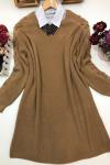 NFS474 OMUZ KOL BAĞCIKLI TRİKO TUNİK CAMEL