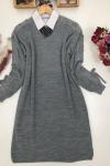 NFS474 OMUZ KOL BAĞCIKLI TRİKO TUNİK GRİ