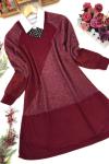 nfs507 geometrik desen simli triko tunik bordo