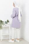 Omuz Baskılı Kemerli Triko Tunik Lila NFS14416