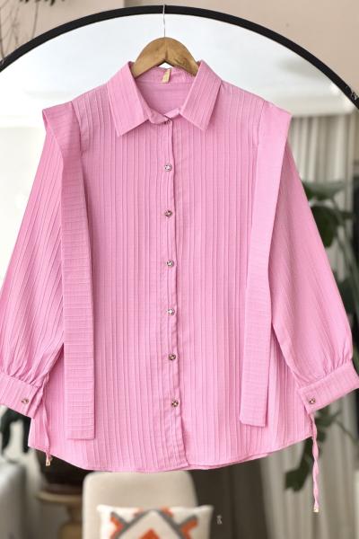 Omuz detaylı tunik  Pembe TBL8023