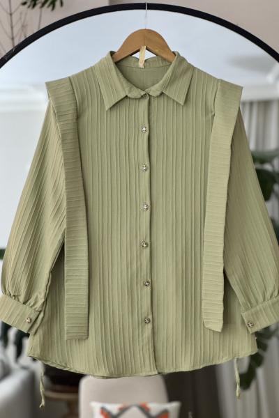 Omuz detaylı tunik  Yeşil TBL8023