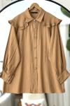 Omuz fırfırlı pelerinli Tunik Camel TCN40106