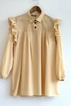 Omuz fırfırlı  poplin tunik sarı   SLT3073