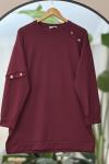 Omuz Kol Düğme Detaylı Tunik bordo NV45512