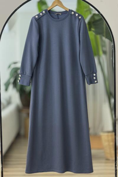 Omuz kol metal Düğmeli seyyar kuşaklı Elbise Antrasit BK9522