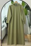 Omuz kol metal Düğmeli seyyar kuşaklı Elbise Yeşil  BK9522