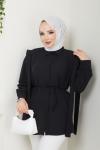 Omuz Kuşak Detaylı tunik Siyah NEW30311