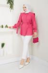 Omuz Kuşak Detaylı tunik Fuşya NEW30311