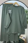 Omuz taş işlemeli Oysho Kumaş Takım yeşil TKN7023