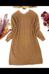 Omuz Taşlı Triko Tunik camel  NFS14420
