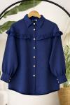 Omuz ve ön fırfırlı Tunik Lacivert BK9560