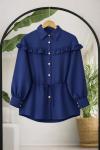 Omuz ve ön fırfırlı Tunik Lacivert BK9560