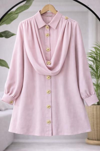 Omuzdan şal detaylı  Tunik pembe TCN40168