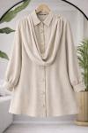 Omuzdan şal detaylı  Tunik Bej TCN40168