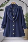Omuzdan şal detaylı  Tunik Lacivert TCN40168