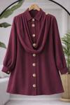 Omuzdan şal detaylı  Tunik Bordo TCN40168
