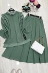 Omuzdetaylı etekli takım YEŞİL UMS5022