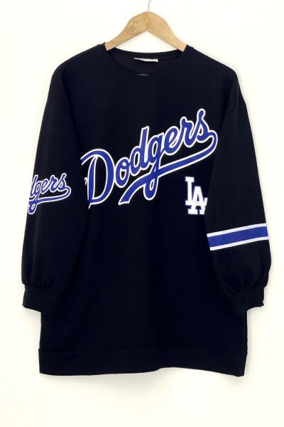 Ön arka baskılı tunik Siyah SLT30177