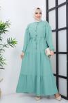 Ön dantelli ayrobin kiloş elbisesi Mint  ASM3072