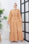 Ön dantelli ayrobin kiloş elbisesi Camel  ASM3072