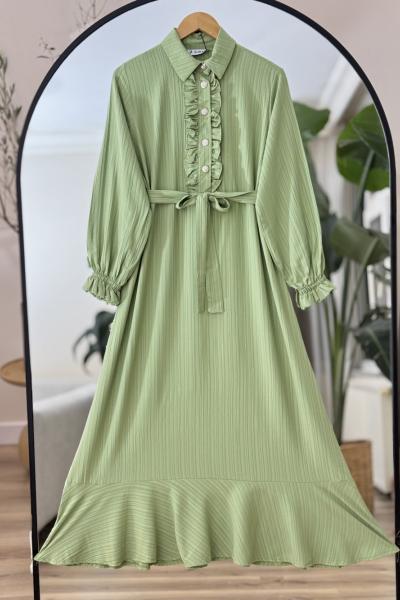 Ön patlı Fırfırlı Elbise Mint  KRN8014