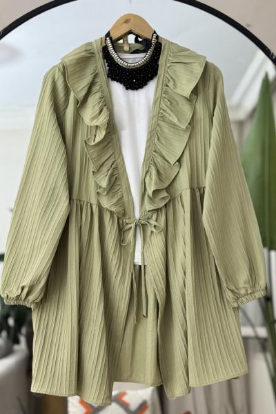 Ön ve yan Bağlamalı Kimona Yeşil TB8022