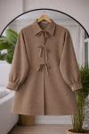 Önü Açık Bağcıklı Tunik Kahverengi BK9544