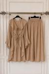 Önü acık  Uzun kap pantolon Takım camel UMS50368