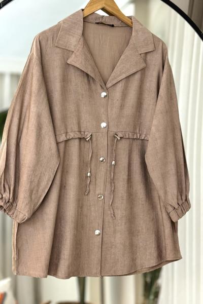 Önü bağcıklı düğmeli ceket Kap Kahve TCN4096