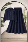 Önü nevrülü etekli Takım   lacivert TCN40158