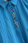 Önü renkli taş işlemeli gömlek tunik Mavi  DST30257