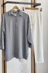 Oversize Ayrobin Kumaş gömlek Griy FİX1597
