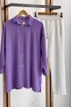 Oversize Ayrobin Kumaş gömlek Lila FİX1597