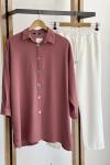 Oversize Ayrobin Kumaş gömlek Gül FİX1597
