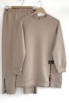 OYSHO Kumaş   Fermuar detaylı takım bej NSY30199