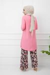 Pantolon Çiçek desenli Kaşkorse Takım Pembe  UMS992