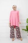 Pantolon Çiçek desenli Kaşkorse Takım Pembe  UMS992